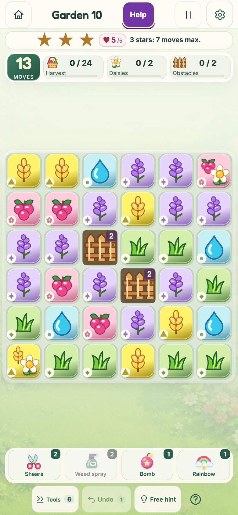 Garden 10 : Happy meadows, starting board