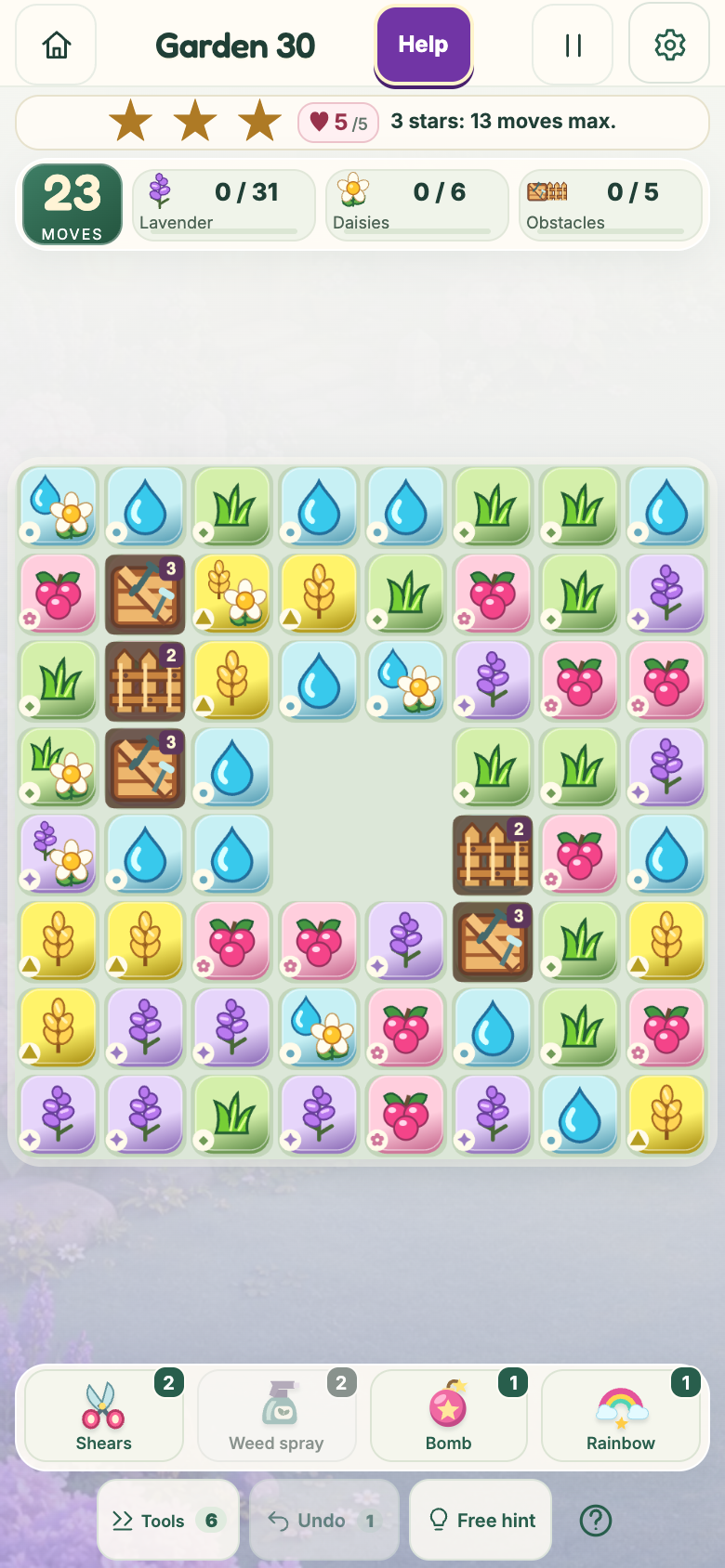 Garden 30 : Lavender gardens, starting board