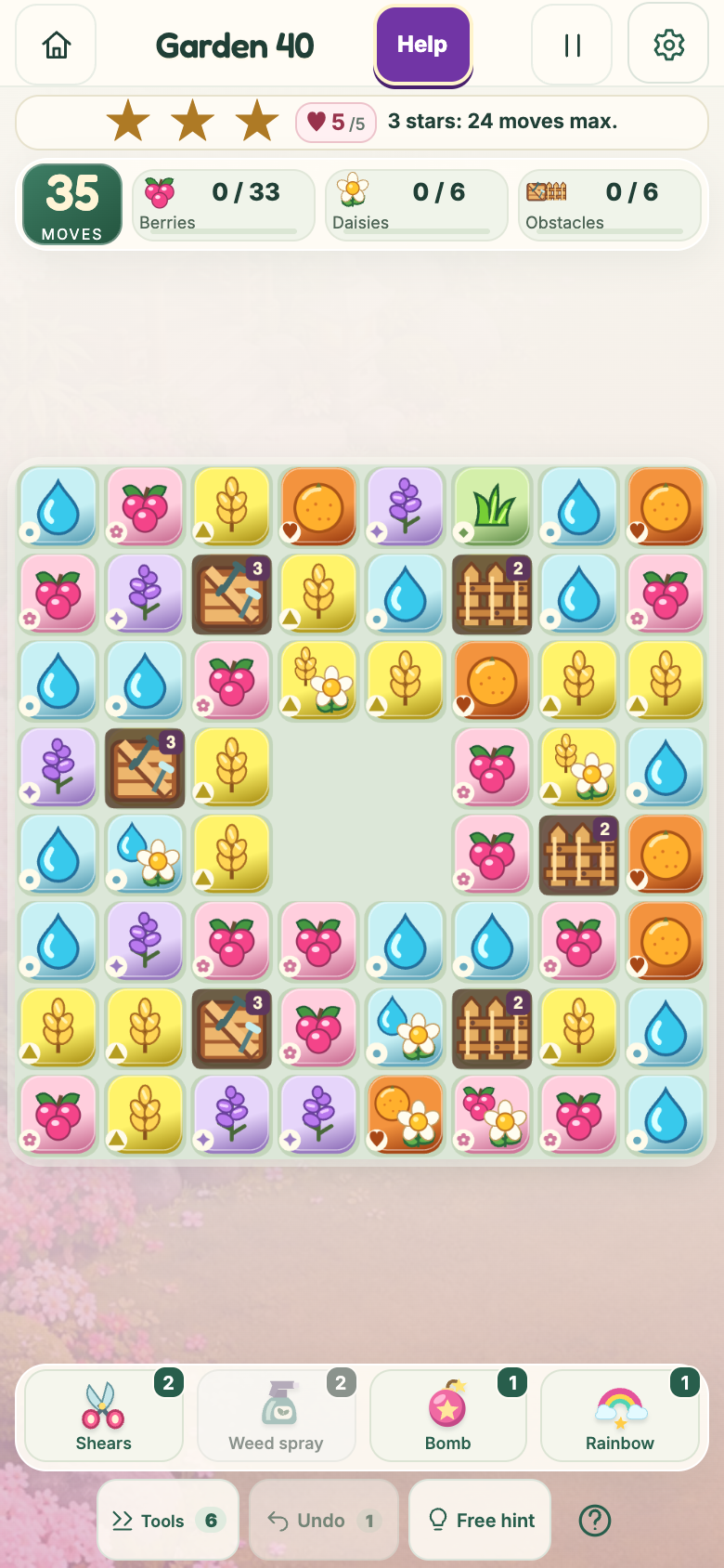 Garden 40 : Sakura gardens, starting board
