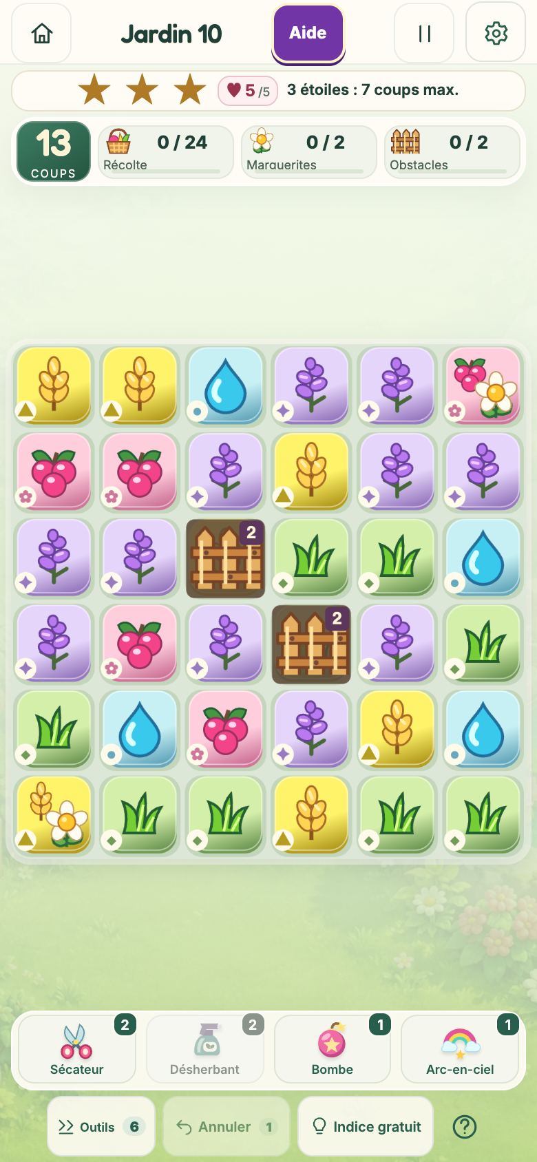 Jardin 10 : Les prés heureux, plateau initial