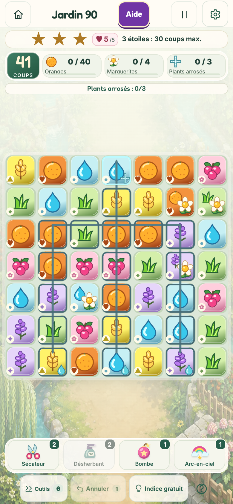 Jardin 90 : Les Canaux du potager, plateau initial