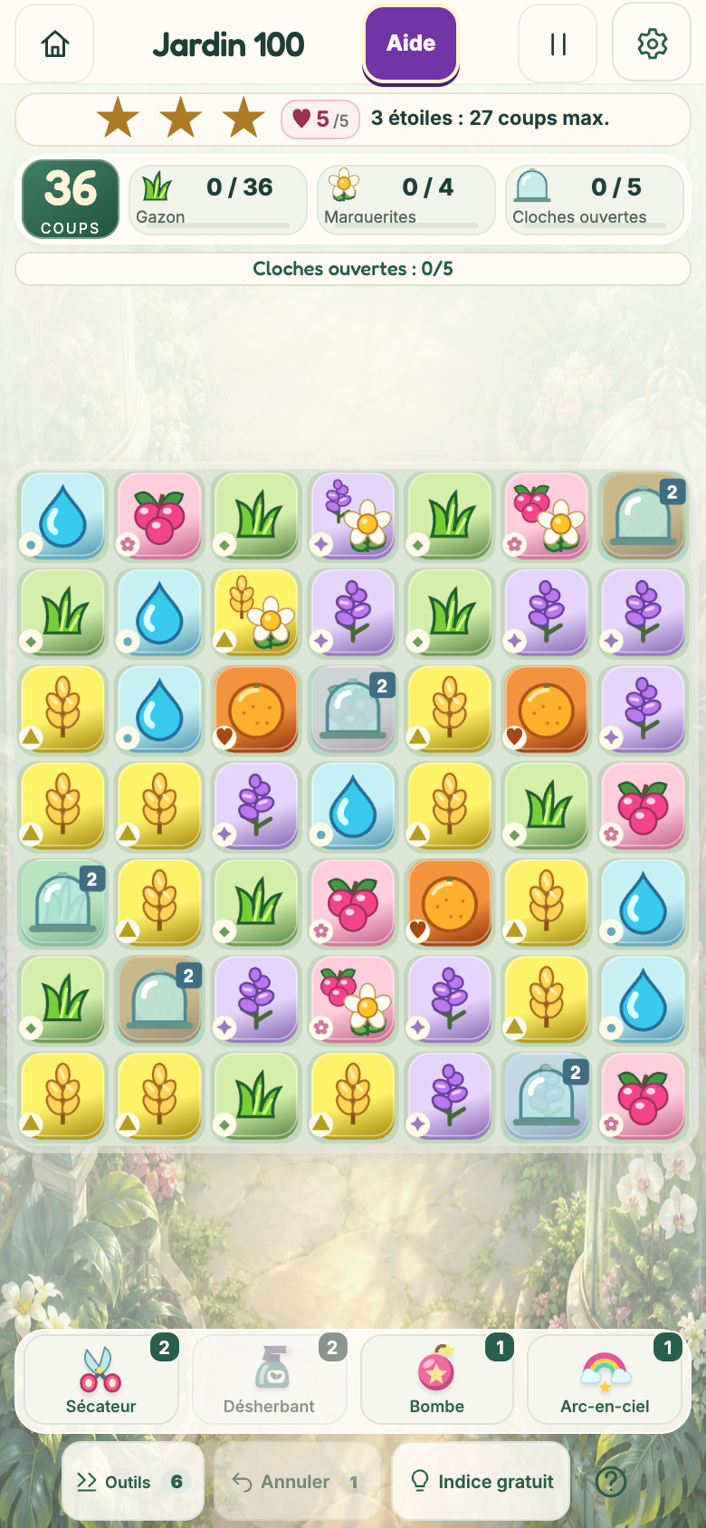 Jardin 100 : La Serre de cristal, plateau initial