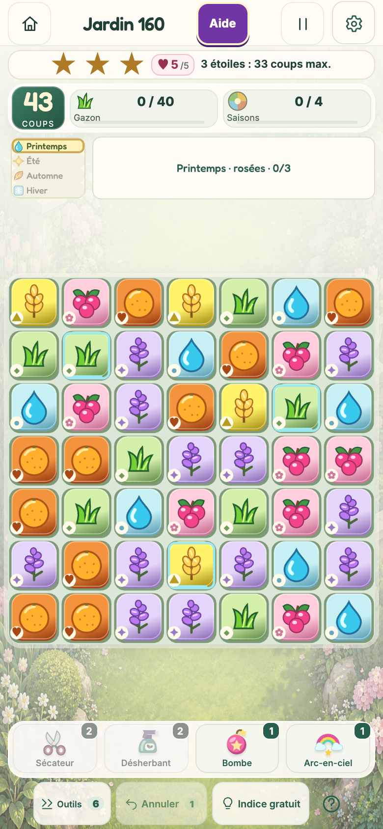 Jardin 160 : Le Jardin des saisons, plateau initial